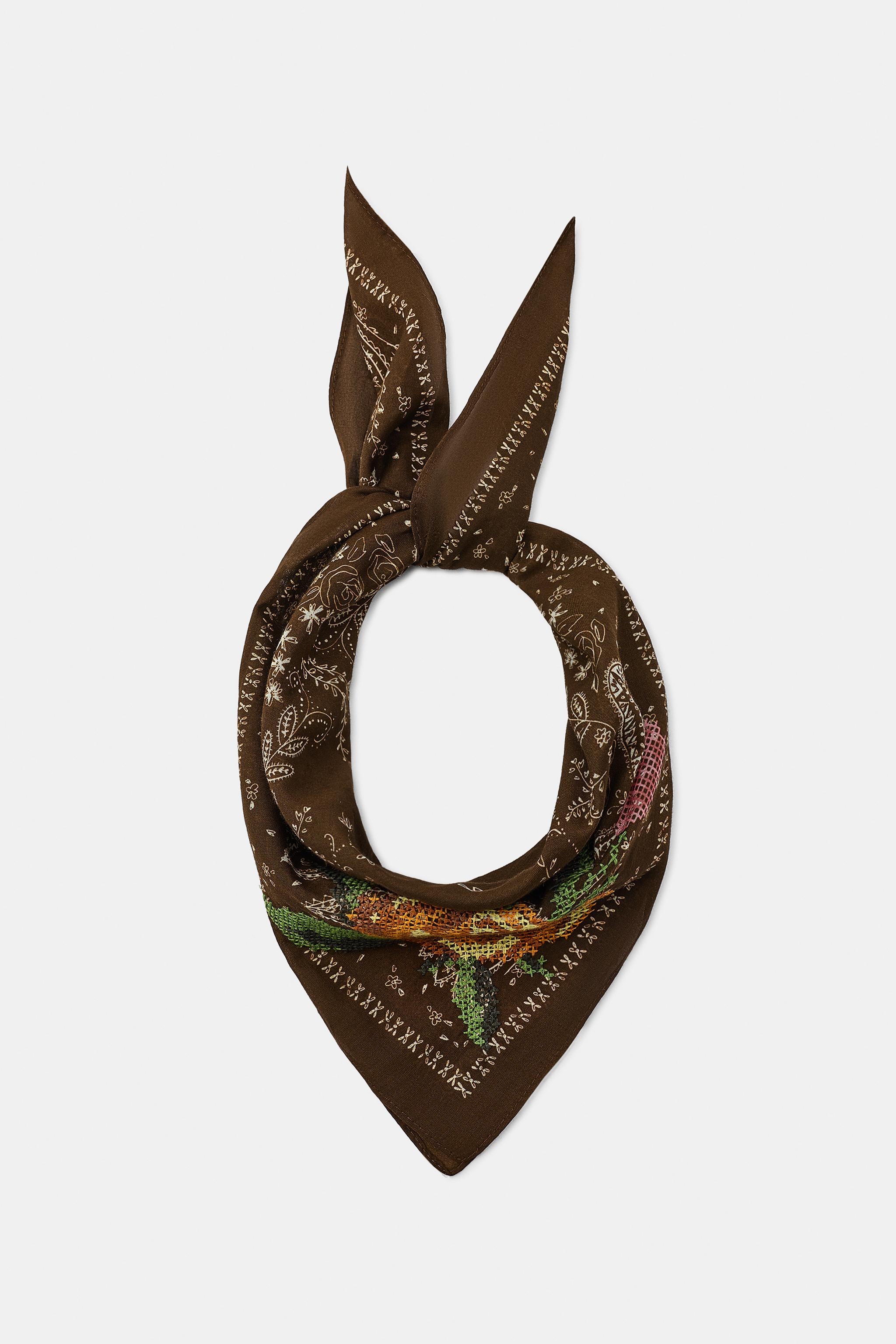 FOULARD BANDANA BRODÉ FLEURS